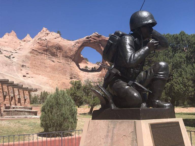 navajo code talker statue at window rock