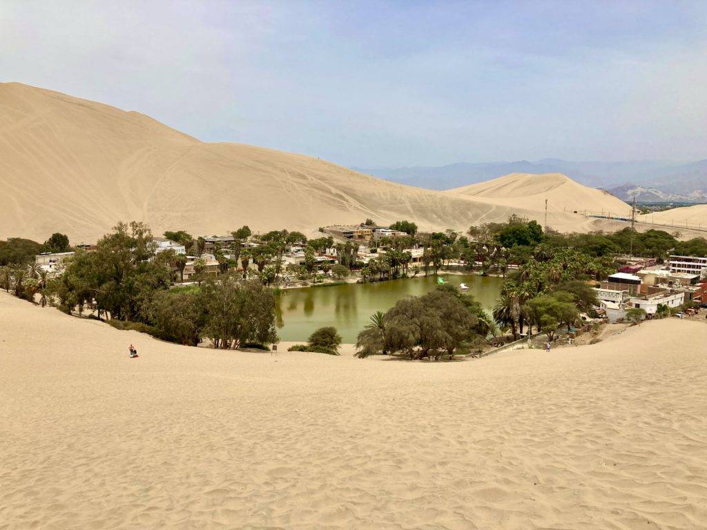 View of Huacachina from sand dunes