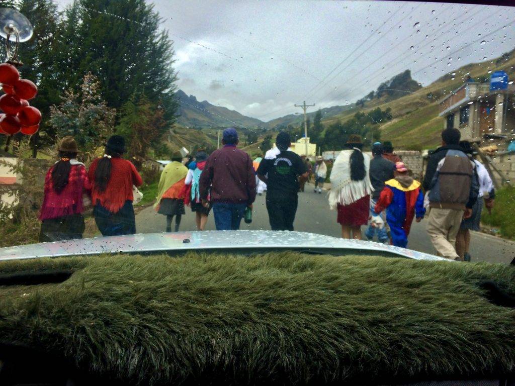 Parading through a village in Quilotoa