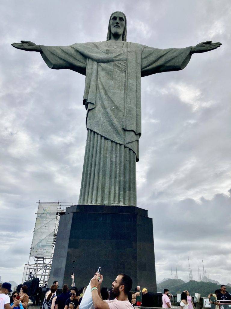 Close up of Christ the Redeemer statue.