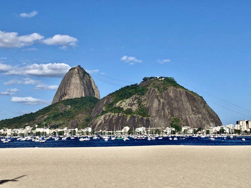View of Sugarloaf Mountain from the beach.