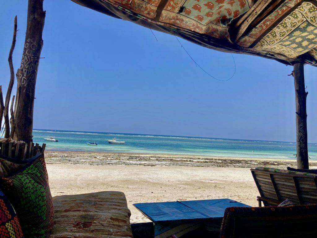 view of diani beach from restaurant